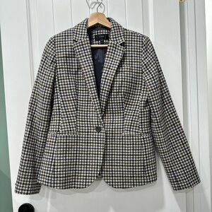 J. Crew Luxury Fabric Moon England Houndstooth 100% Wool Blazer Jacket